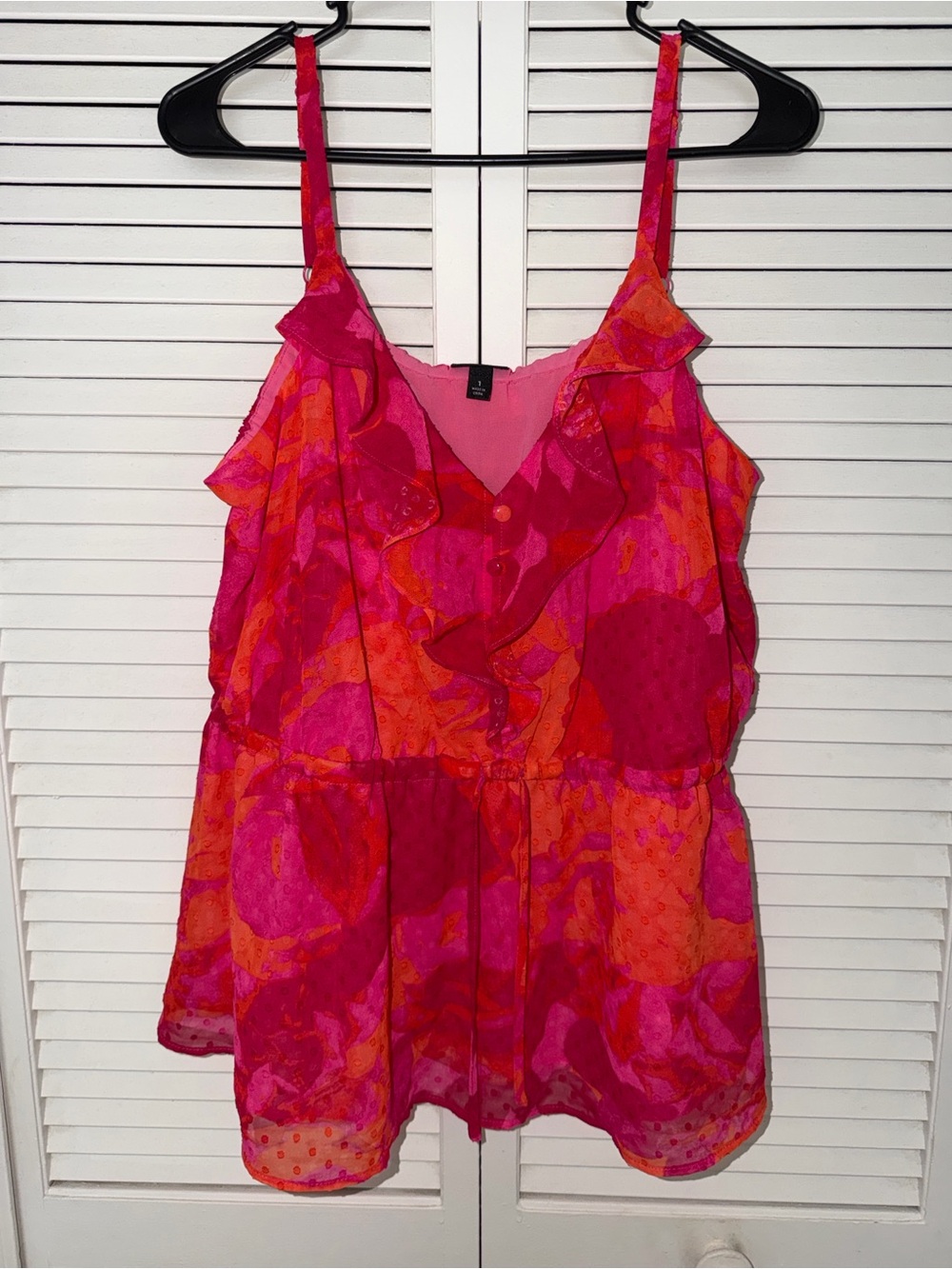 Torrid Chiffon Clip Dot Ruffle Tie Waist Tank Top